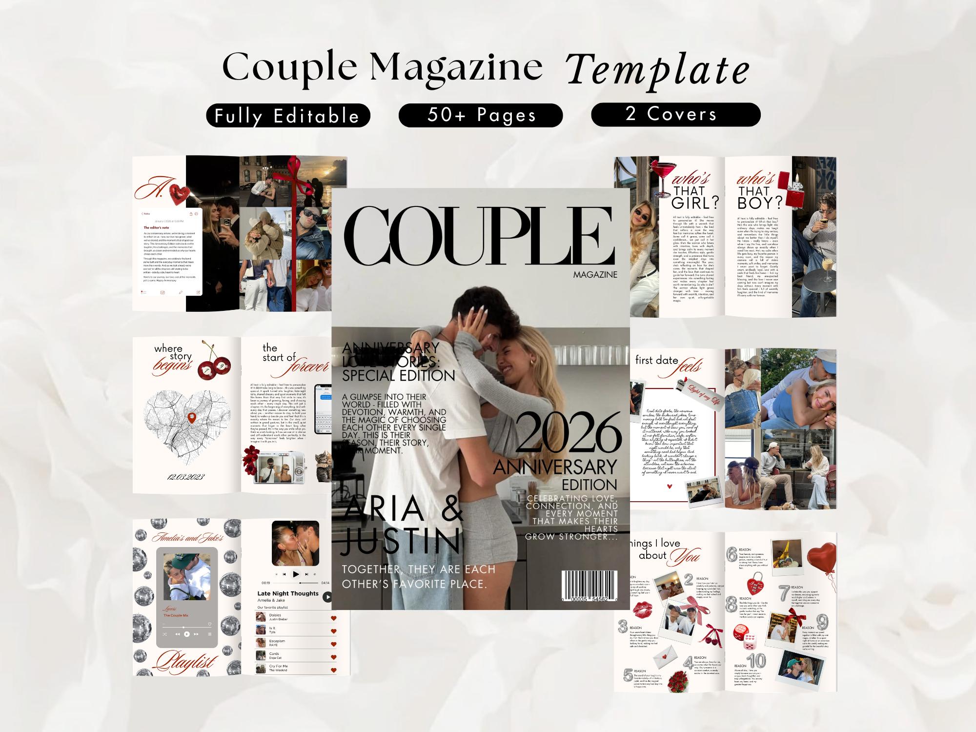 Personalized Couples Magazine Template Custom Anniversary Gift for Him ...