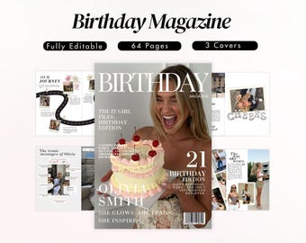 Custom Birthday Magazine Template – Vogue Style Keepsake (Canva Digital Download) Bestie or Sister Gift, Fully Editable Canva Template