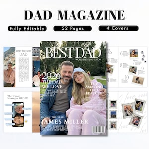Personalized Dad Magazine Template - Canva Template - Custom Father’s Day Magazine - Unique Birthday Gift Idea for Dad - Digital Download