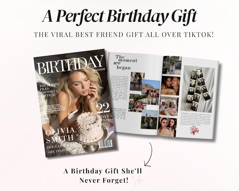cool bestie gift idea, best friend magazine gift, aesthetic best friend gift, Etsy BFF gift, bestie magazine, unique bestie present, best friend birthday idea, BFF birthday gift, trendy friendship gift, gift for your best friend, cute BFF present, personalized bestie keepsake, magazine birthday gift, bestie birthday surprise, friendship memories, best friend photo gift, girly birthday present, cool girl gift, iconic BFF gift, aesthetic birthday gift, bestie gift inspiration, BFF magazine