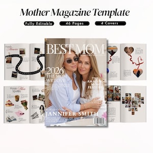 Bearbeitbare Muttertags-Magazinvorlage, personalisiertes Geburtstagsgeschenk für die beste Mutter, benutzerdefiniertes Familienmagazin für Mama, Canva, Last-Minute-Idee