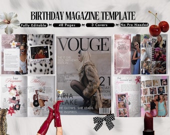 Geburtstagsmagazin Vorlage für Freundin | Canva Editierbar | Personalisierbares Geburtstagsgeschenk | Digitales Andenken