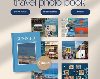 旅行写真集テンプレート、Canvaバケーションアルバム、デジタル旅行日記、ヨーロッパの夏のスクラップブック