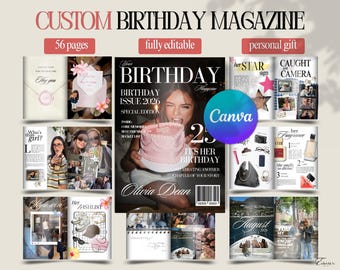 カスタム誕生日マガジンCanvaテンプレート｜編集可能な誕生日プレゼント｜親友との思い出帳｜印刷可能なマガジン｜A4サイズ