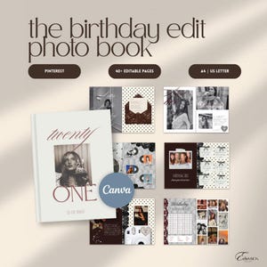 Birthday Photo Book Template, Birthday Scrapbook Canva Template, Aesthetic Birthday Album, 21st Birthday Gift, Editable Digital Template
