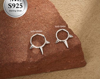 16G septumring in sterlingzilver • Septum-sieraden met puntkegel • 925 sterlingzilveren daithoorbel • Huggie-ring • Cadeaus