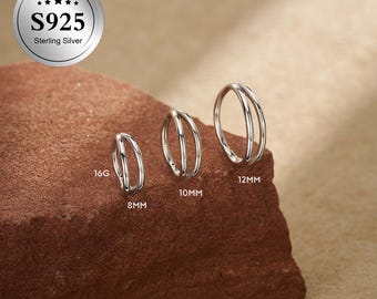 スターリングシルバーセプタムリング • 16Gダブルフープセプタムジュエリー • 軟骨イヤリング • ヘリックスピアス • ジュエリーギフト
