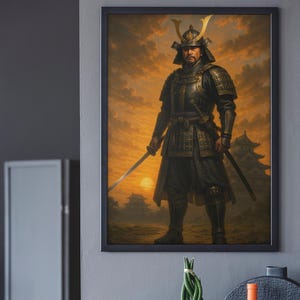 Portrait de samouraï Tokugawa Ieyasu : art du shogun japonais (téléchargement numérique)