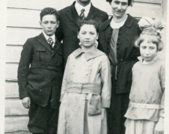 Antique RPPC Real Photo Postcard - "These Three Siblings" - Vintage Old Photograph, Mother Father, Dad Mom, Family Picture, Children - 78