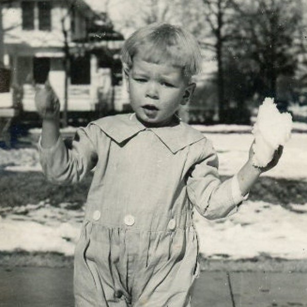 Vintage Photo - "Why so much snow?" - Antique Photograph, Child Playing Outside, Winter Weather, Christmas Vibes - 61