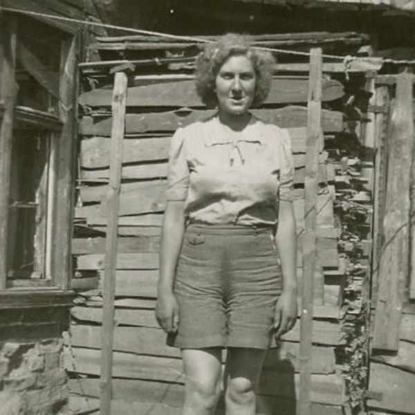 Vintage Photo - "Country Woman" - Barn, Farm Lady, Snapshot, Old Found Photograph - 136