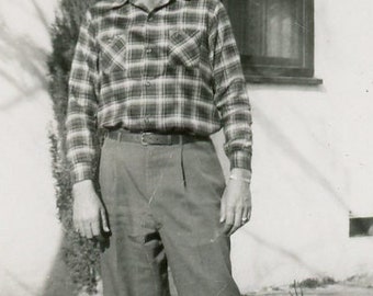 Black and White 1948 Photograph - "Dad's New Flannel Shirt" - 106