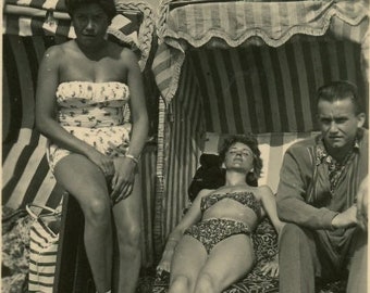 Vintage Photo - "Enjoying Sunshine" - Sunbathing Beach Chair, Summer Vacation Memories - 148