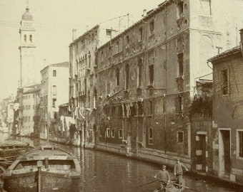 Identified Location, Circa late 1910s-early 1920s: Antique Photograph - "San Giorgio dei Greci, Leaning Bell Tower, Venice, Italy" - 56