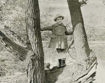 Antique 1922 Real Photo RPPC Postcard - "Adventures Begin in Trees" - 32