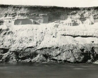 Black and White Photo - "The Landscape Cliffs" - Landscape, Nature, Old Vintage Found Snapshot, Paper Ephemera, Once Upon a Hike - 115