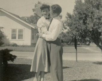 Vintage Snapshot - "The True Sweethearts" - Old Found Picture Photo, Man Woman, Couple, Love, Romance, Husband, Wife - 181