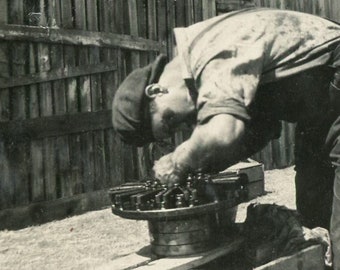 Antique Photo - "Deep in Mechanic Thoughts" - Hard Working Man, Occupational - 52