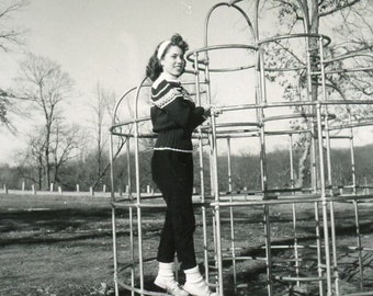 Vintage Kodak Proof Photo - "Playground Patty" - Woman Girl Pose, Fun Outdoors - 149