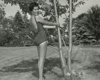 Vintage Proof Photo - "Modeling the Best of Summer" - Woman Girl, Bathing Suit - 110