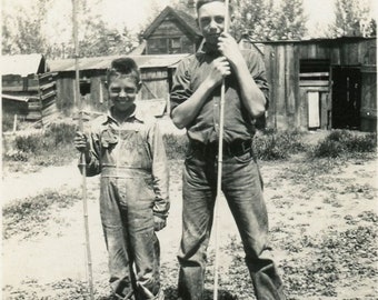 Antique Photograph - "The Fishing Boys" - Brothers, Farm Kids Holding Fishing Poles - 34