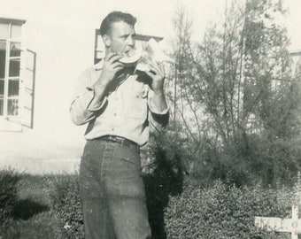 Vintage Photo - "Watermelon Willie" - Man Eating Melon Fruit, Garden - 126