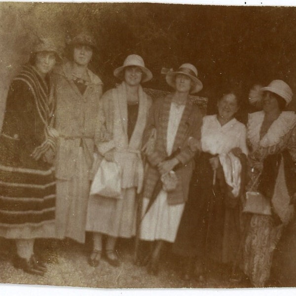 Antique Photograph - "Cave Ladies" - Women Woman Wearing Fashion Style, Rock Mountain Wall, Traveling Sisters - 70