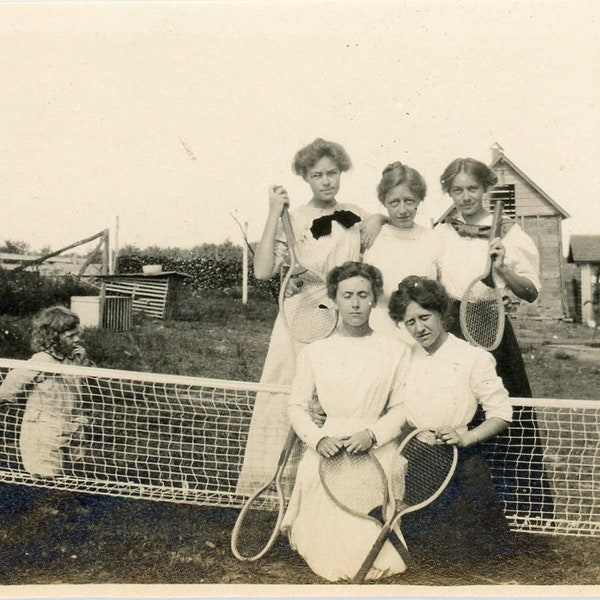 Antique Photograph - "Homestead Athletes" - Women Woman, Tennis Sport, Edwardian Activity, Vintage Photo, Vernacular - 126