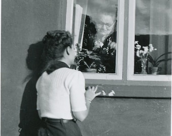 Vintage Photograph - &quot;Window Conversations&quot; - Women Woman, Talking, Odd Strange Funny Humor - 109