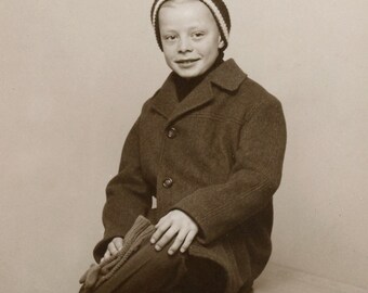 Vintage Portrait Picture - "Sitting Proper" - Boy Child, Old Photograph - 34