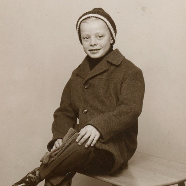 Vintage Portrait Picture - "Sitting Proper" - Boy Child, Old Photograph - 34