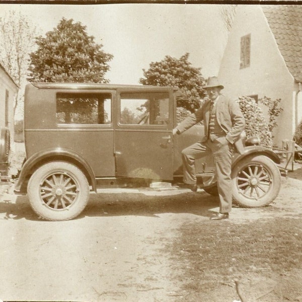 Antique Photograph - "The Country Taxi Man" - Driver, Car Transportation, Vehicle Automobile - 32