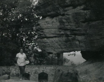 Black and White Photo - "Lady of the Mountain" - Old Snapshot, Woman, Hike, Nature - 45