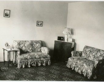 Vintage 1947 Photograph - "Home Sweet Home" - Interior House Home, Living Room, Cozy Space - 99
