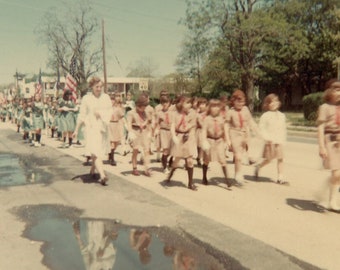 Vintage Color Photo - "Here Comes the Girl Scouts" - 170