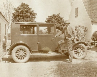 Antique Photograph - "The Country Taxi Man" - Driver, Car Transportation, Vehicle Automobile - 32