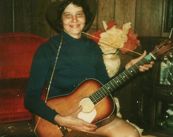 Vintage Color Photo - "Betty has a Song for You" - Woman Wearing Cowboy Hat, Guitar, Musical Instument - 32