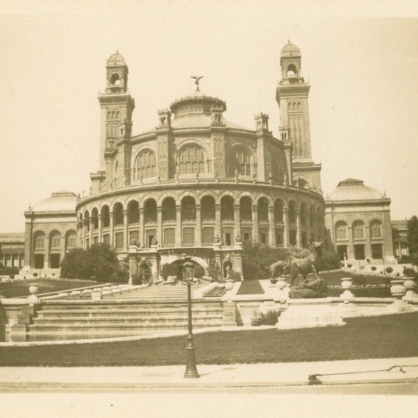 Identified Location, Circa 1900's: Antique RPPC Photo Postcard - Trocadéro Palace, 16th Arrondissement of Paris, France, Demolished - 204