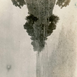 Antique 1927 Photo - &quot;Perfect Water Reflection&quot; - Landscape Nature, River Hill Trees, Odd Strange Reflection - 167