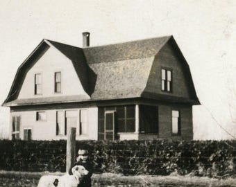 Antique RPPC Real Photo Postcard - "New Farmhouse for Toddlers and Pups" - 23