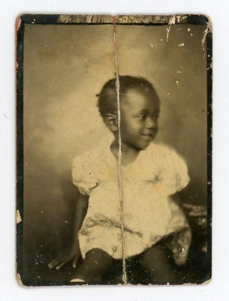 Little Tiny Treasure Vintage African American Photobooth Photo 58