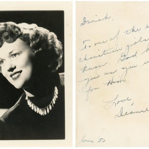 Portrait photo vintage des années 1950 - « Sweetest Christian Girl » - Beautiful Woman Lady, note manuscrite au dos - 169