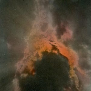 OUTSTANDING Antique Photograph, Circa 1910s - &quot;Fire in the Sky&quot; - Stunning Hand Colored Tinted Photo, Clouds Sky Landscape Nature