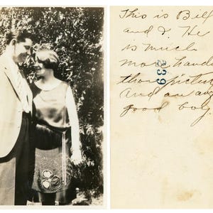 Antikes Foto, handschriftliche Notiz auf der Rückseite - &quot;&quot;An Awful Good Boy&quot;&quot; - Paar Liebe Romanze - 125.&quot;