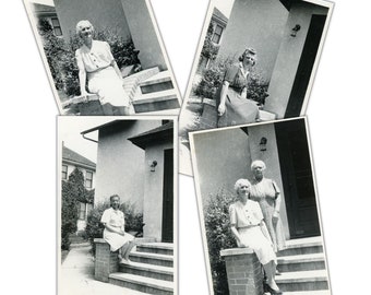 4pc Vintage Photo Set - "The Family Steps" - Women, Woman, House Home, Mother Grandmother, Daughter, Ladies - 180