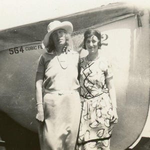 Vintage Snapshot - &quot;Daily Ocean Ladies&quot; - Women Woman Pose with Boat - 171