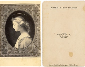 RARE 1800s Antique CDV Artwork - Gabriele by Paul Delaroche, French Painter Artist, from Goupil Broadway New York