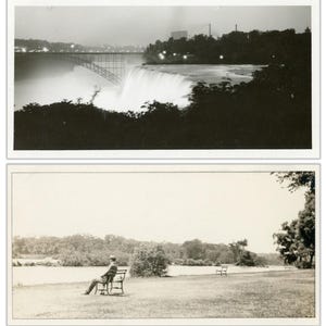 2pc Antique Photo Set, Year 1913 - &quot;The Man of Niagara&quot; - Paper Ephemera, Vintage Photographs, Waterfall - 30