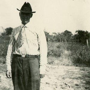 Trimmed Antique Photograph - "The Man with the World's Most Interesting Hat" - Mysterious Man Shadow on Face - 115