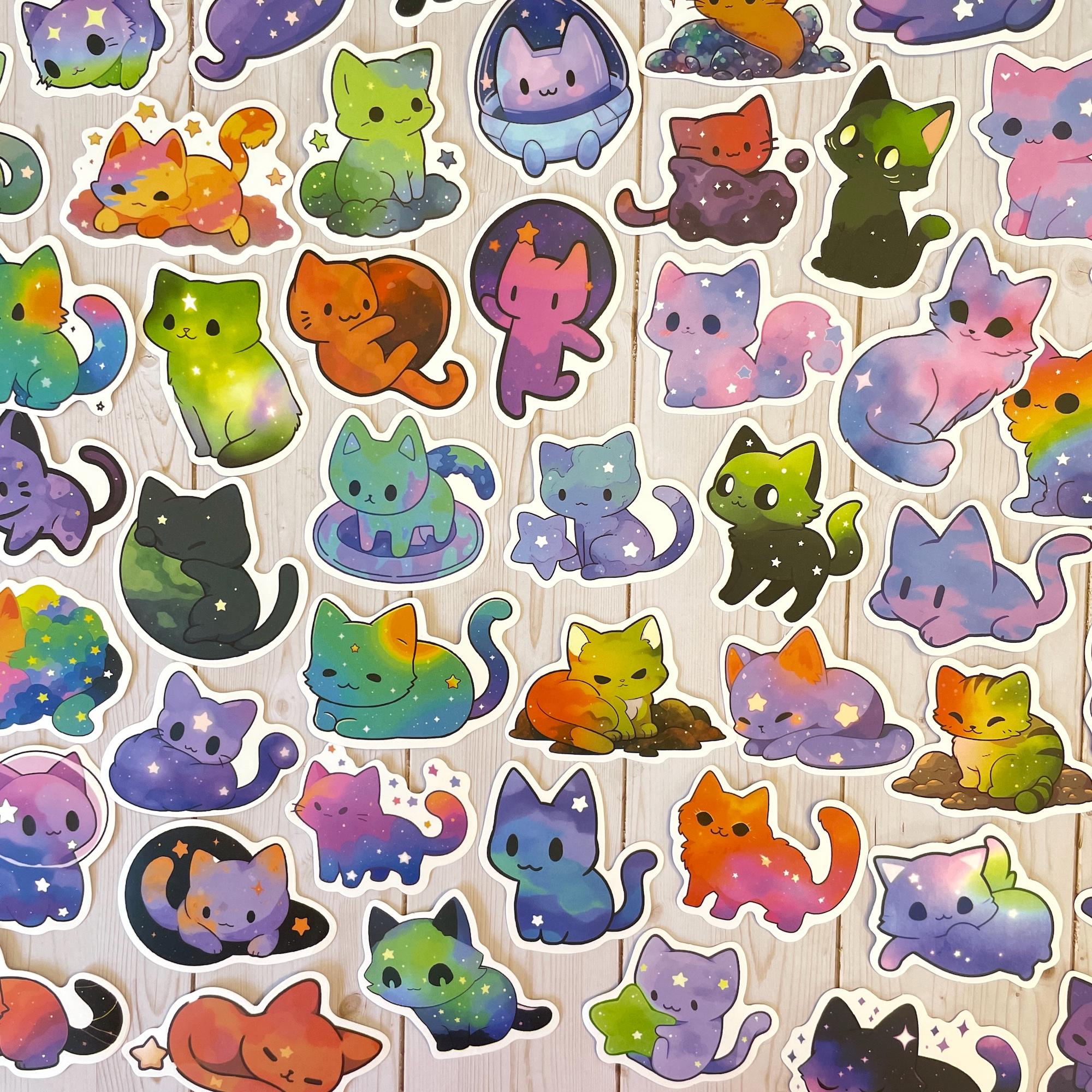 Galaxy Cats Stickers Pack of 50, Food Sticker Pack, Laptop Stickers ...